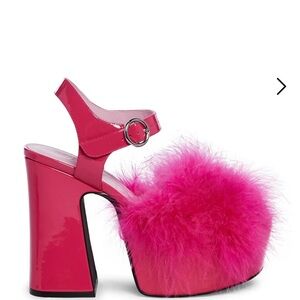 Dolls kill BLUSHIN' N' CRUSHIN' MARABOU HEELS - HOT PINK sz 9 New